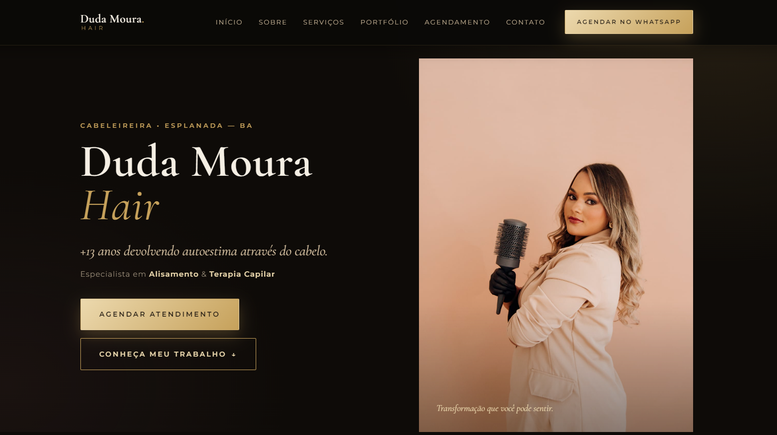 Print do site Duda Moura Hair